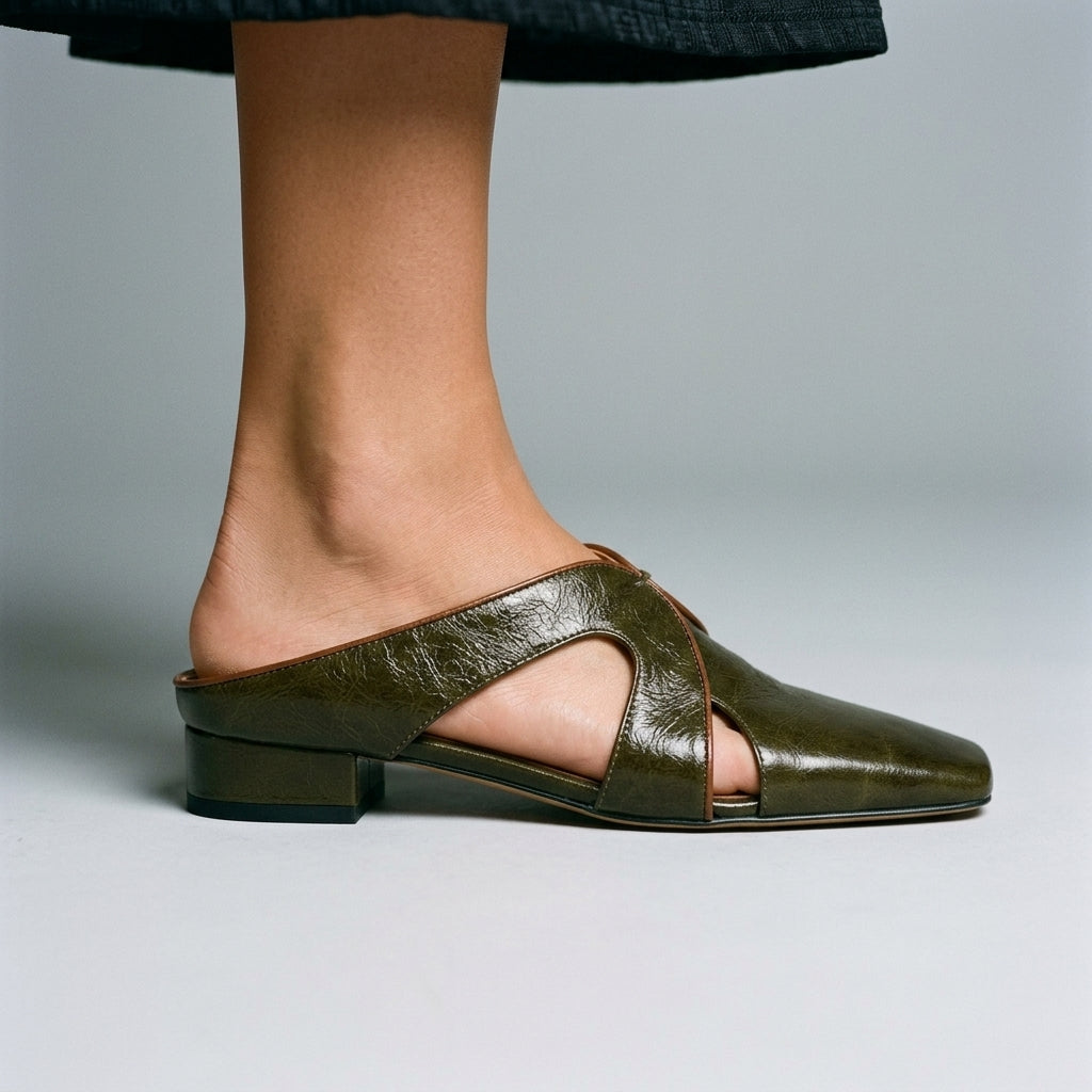 The Marlene Cutout Leather Mule