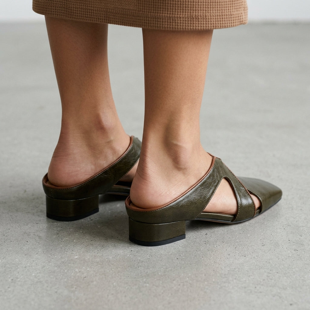 The Marlene Cutout Leather Mule