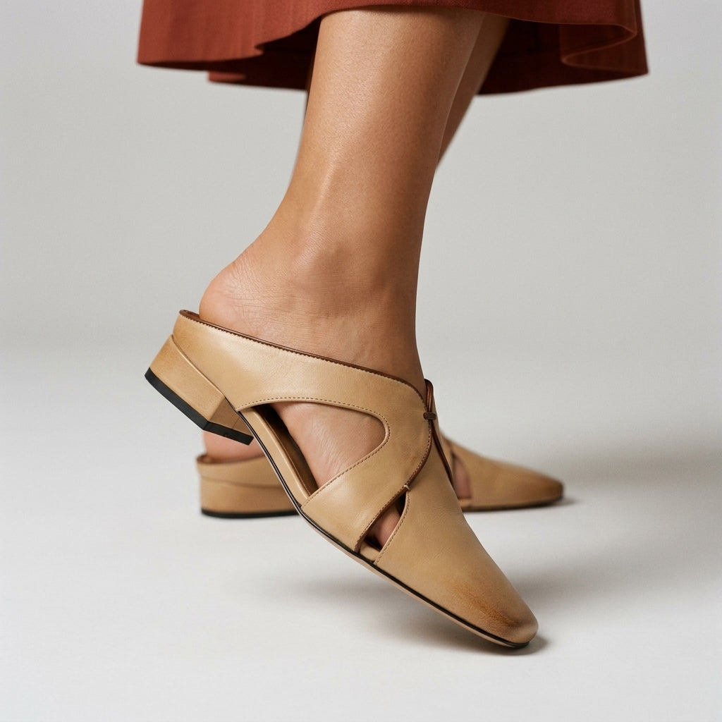 The Marlene Cutout Leather Mule